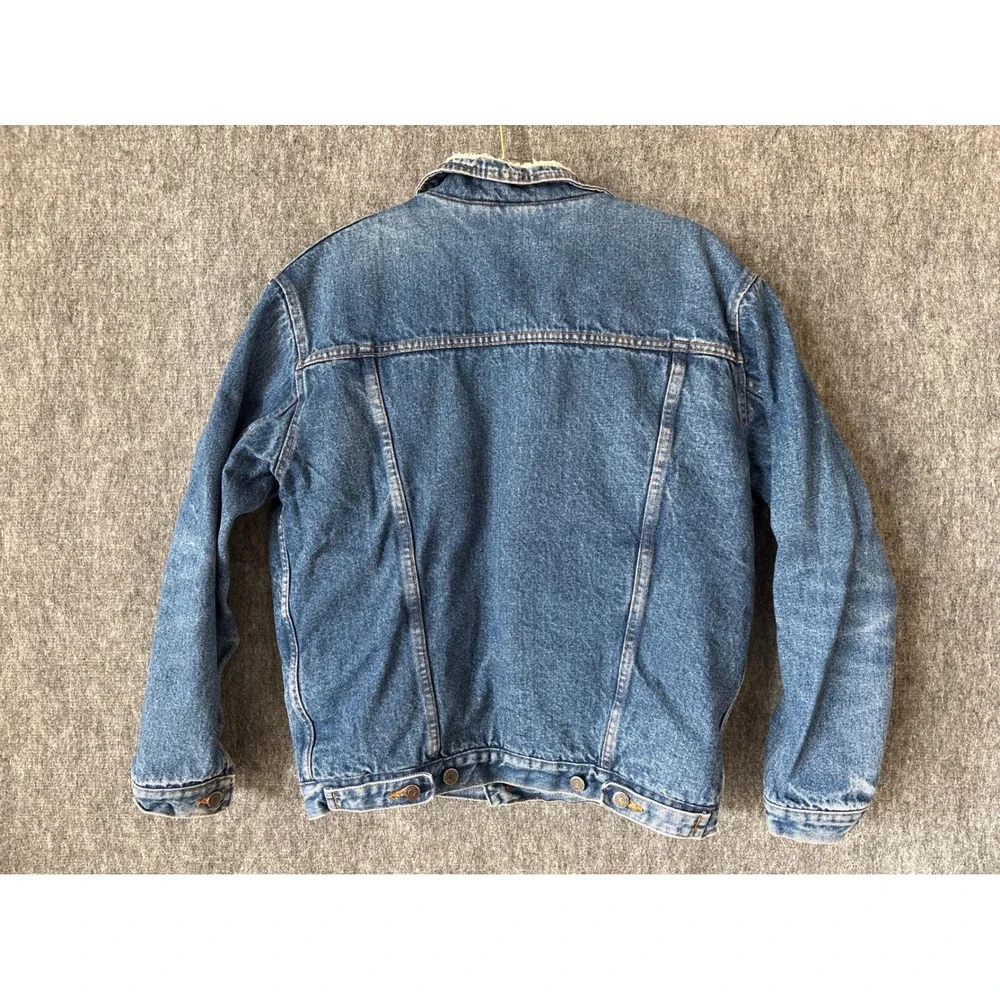 Levis Jinglers Sherpa Lined Denim Trucker Jacket Mens Medium Blue Wash Vintage